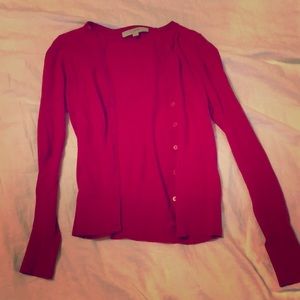 LOFT pink classic cardigan with buttons